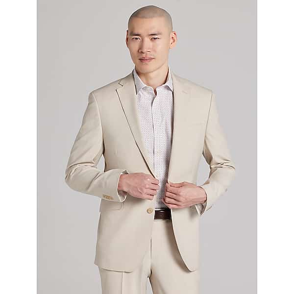 Wilke-Rodriguez Men's Slim Fit Plaid Suit Tan Check - Size: 42 Short