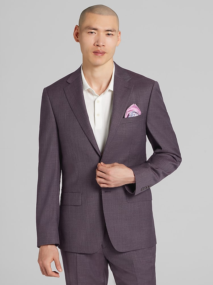 Calvin Klein Slim Fit Grid Suit, Burgundy Grid | 2 Piece Suits | Men's  Wearhouse