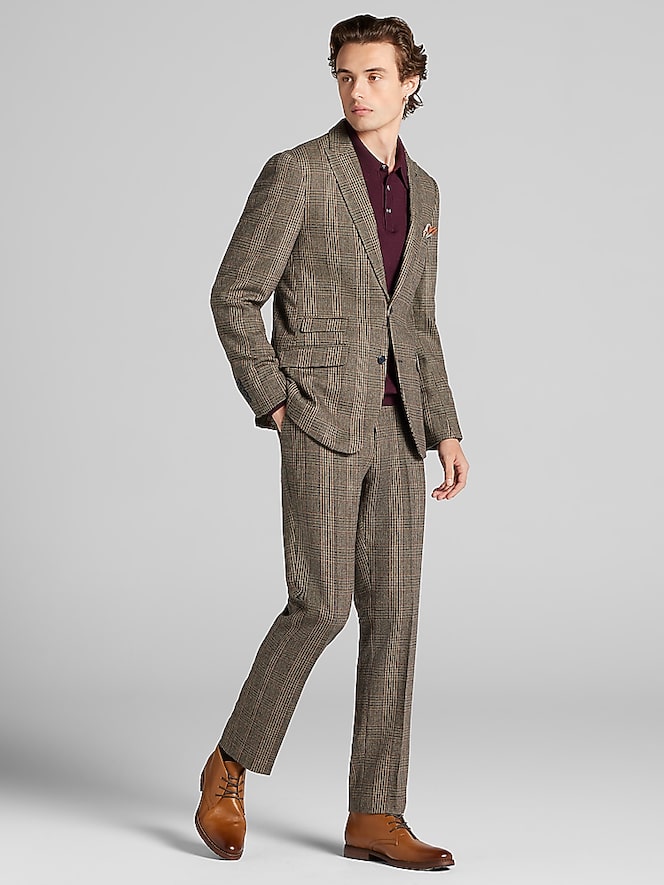 Paisley &Amp; Gray Slim Fit Plaid Suit