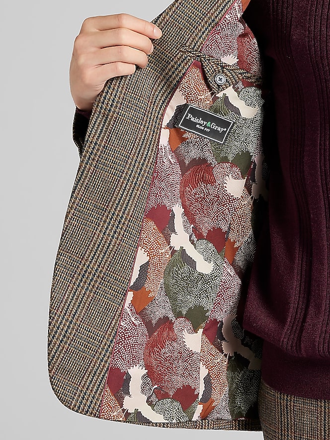 Paisley &Amp; Gray Slim Fit Plaid Suit