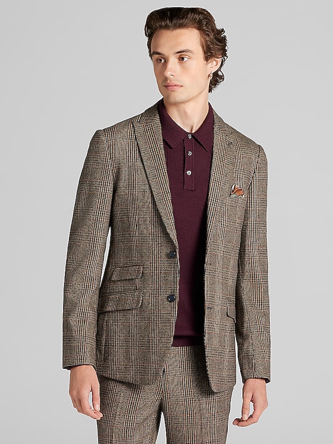 Paisley &Amp; Gray Slim Fit Plaid Suit