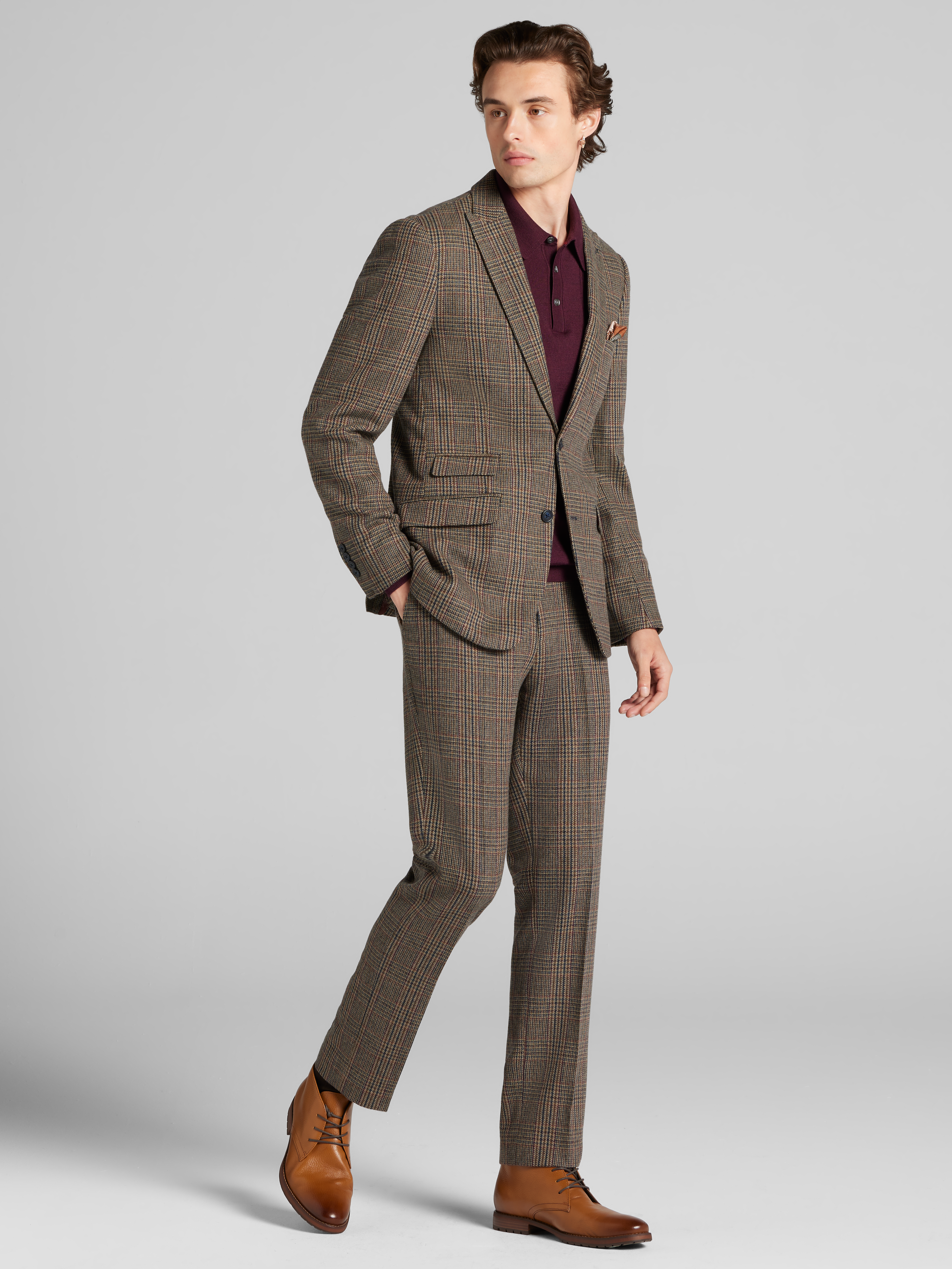 Slim Fit Plaid Suit