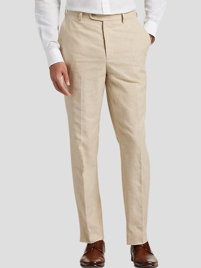JOE Joseph Abboud Slim Fit Linen Blend 3-Piece Suit, Tan Casual - Image 8 of 9