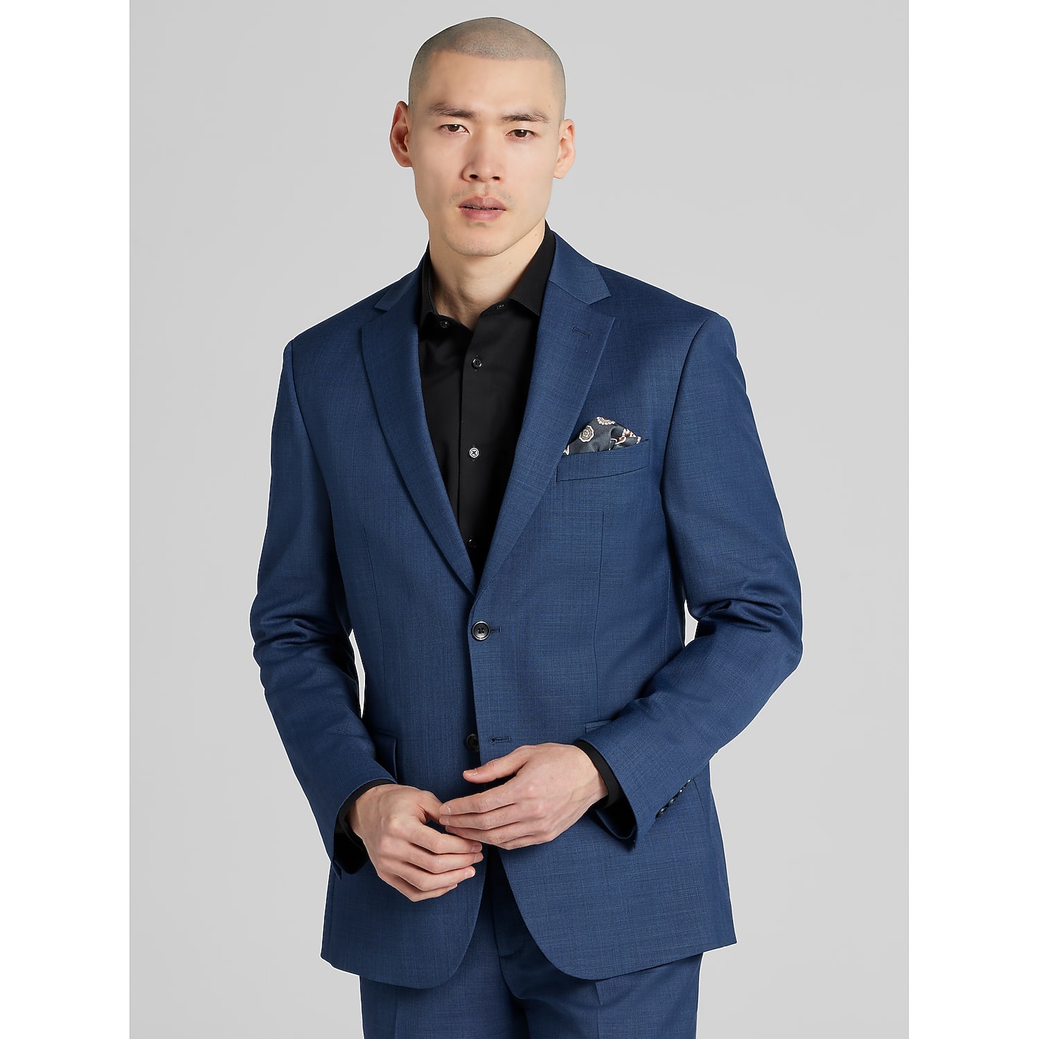 Pronto Uomo Platinum Navy Slim Fit Wool Blend Suit Jacket – Men’s 44 Regular Formal Blazer for Fall Wedding Guests, Prom, Work and Events