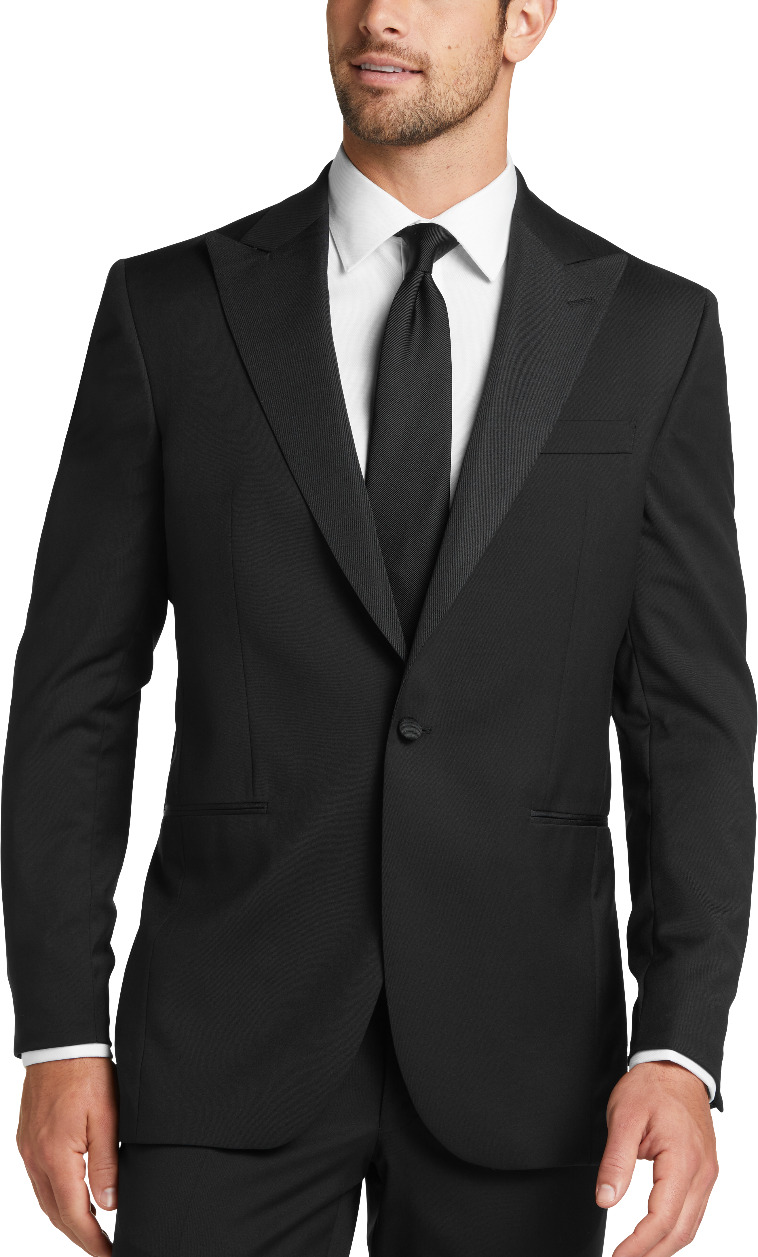 BLACK by Vera Wang Slim FIt Wool Peak Lapel 3-Piece Tuxedo