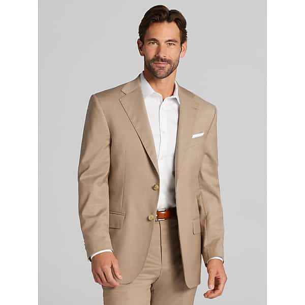 Joseph Abboud Big & Tall American Bespoke Modern Fit Wool Men's Suit Jacket Tan -