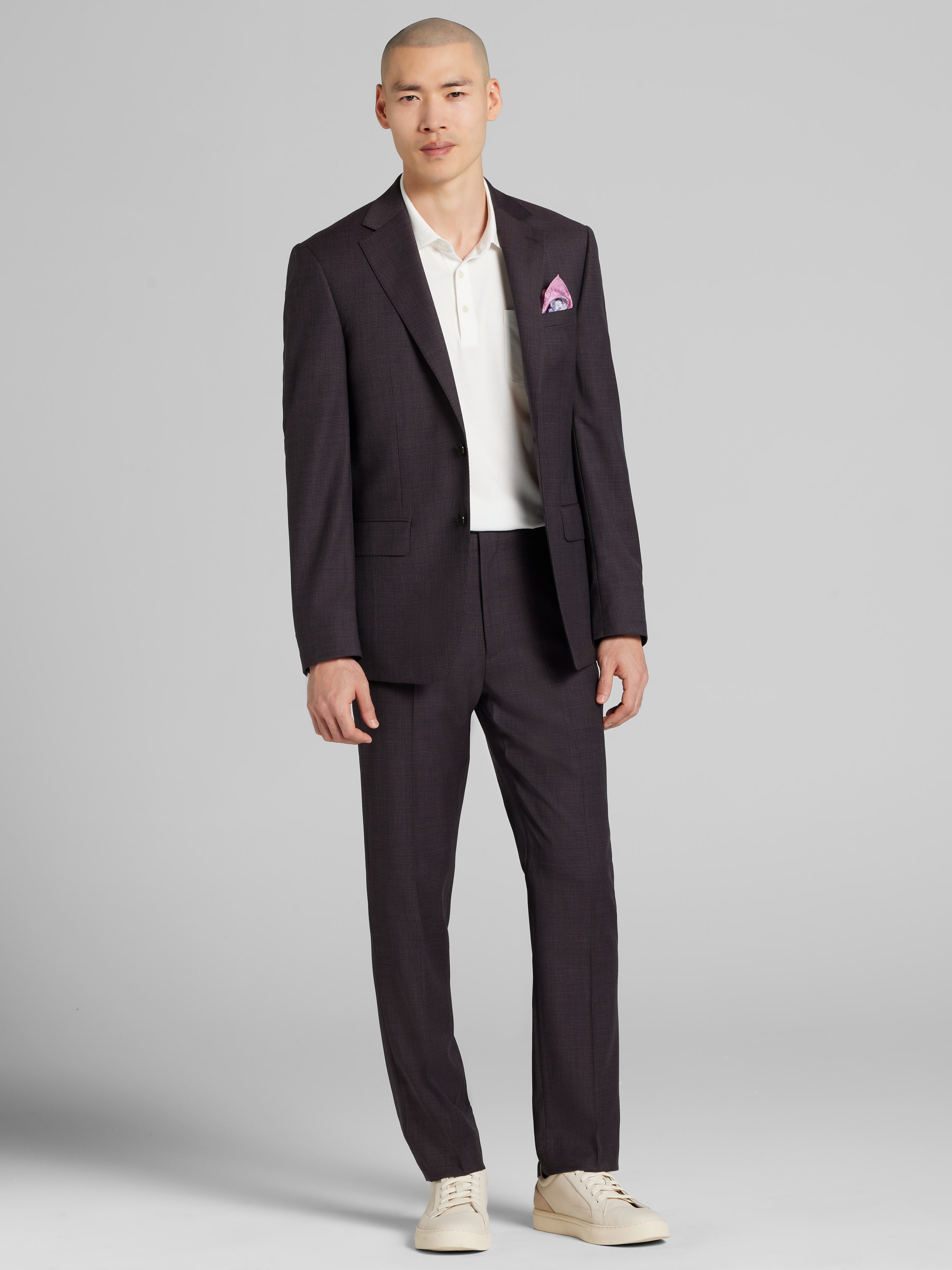 Slim Fit Grid Suit Jacket