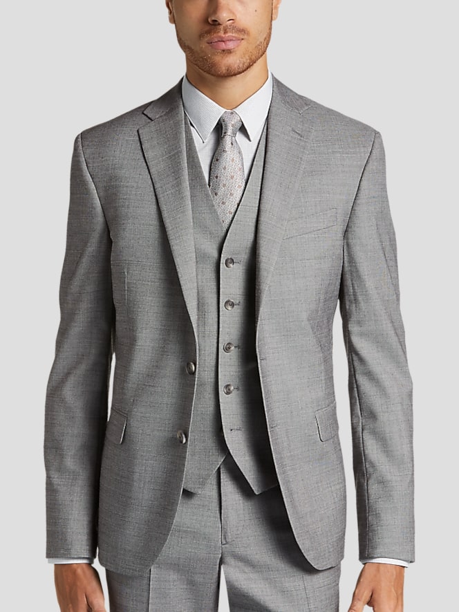 Awearness Kenneth Cole CHILLFLEX Modern Fit Premium Wool Blend Suit Jacket, Black/White Sharkskin - Image 4 of 4