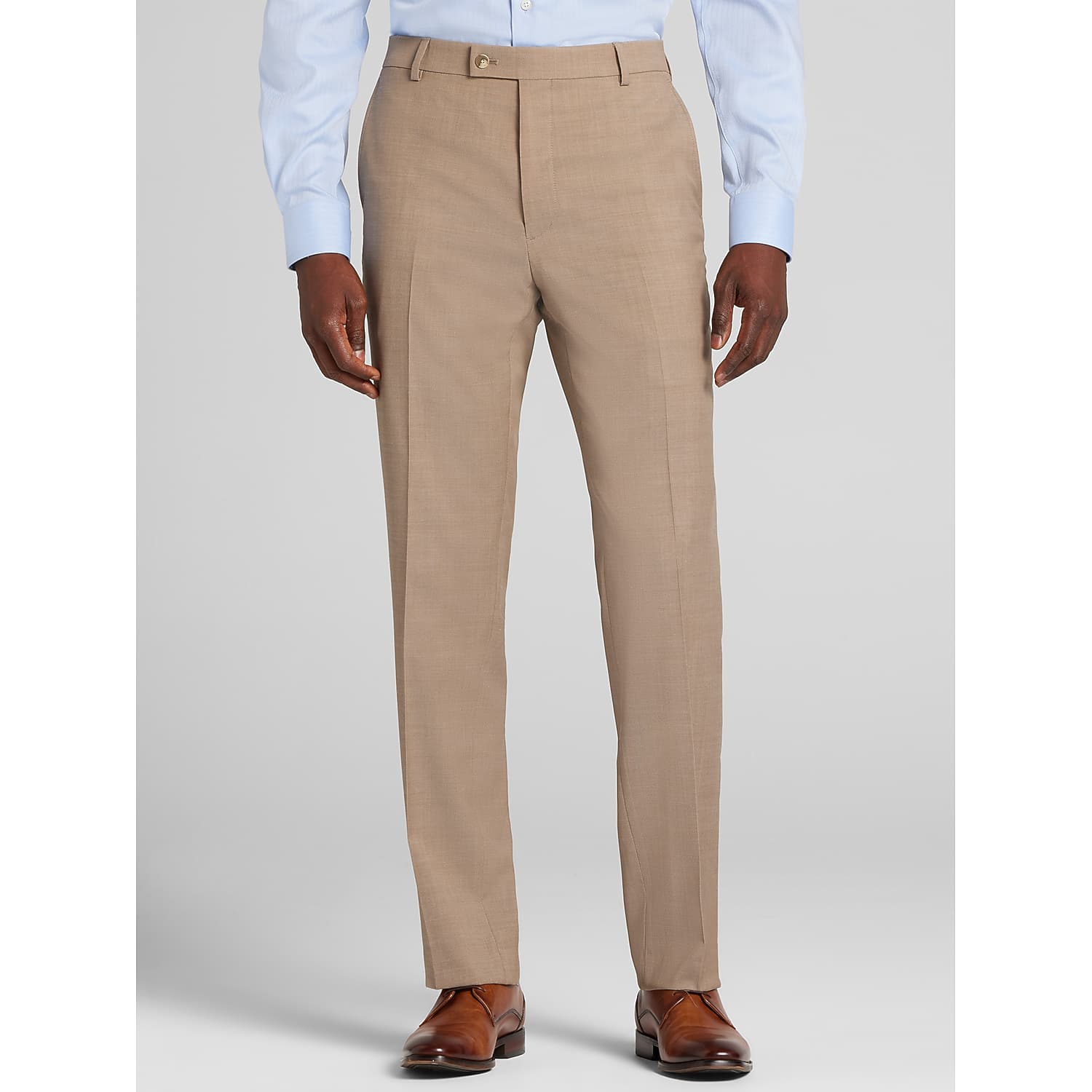 Awearness Kenneth Cole CHILLFLEX Modern Fit Men’s Suit Pants in Tan – Flat Front Dress Trousers 42W x 32L