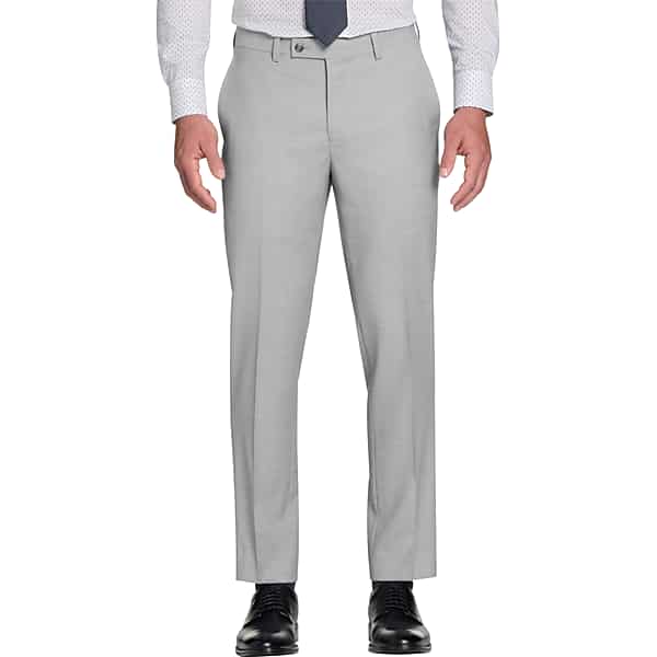 Awearness Kenneth Cole Big & Tall CHILLFLEX Modern Fit Premium Wool Blend Men's Suit Pants Light Gray Solid - Size: 50W x 32L