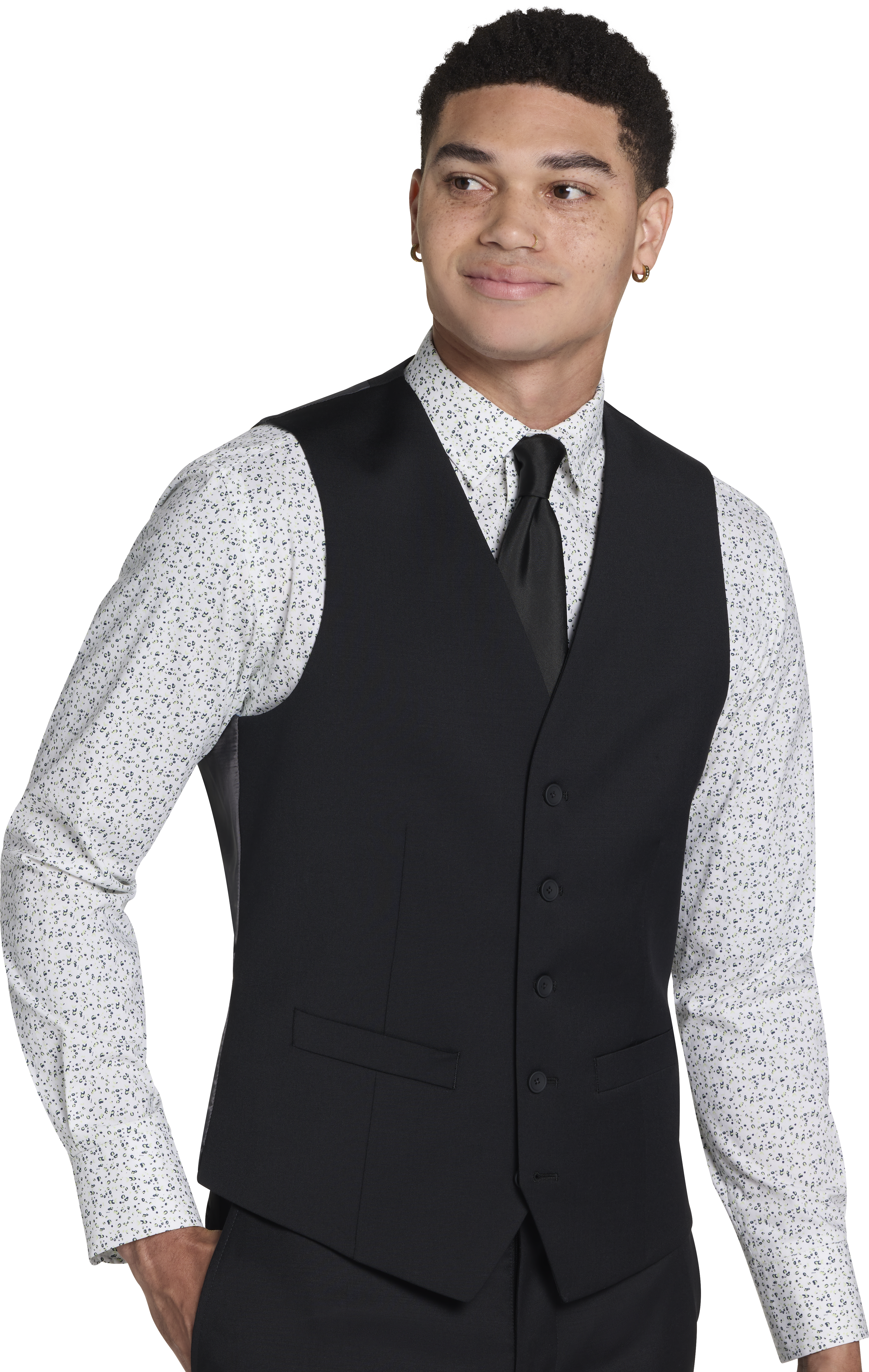 Awearness Kenneth Cole Modern Fit Suit Vest, Black Solid | Men's