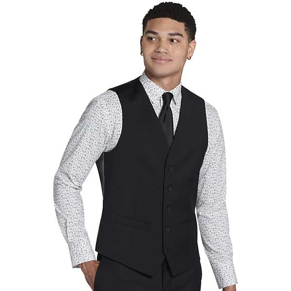 Awearness Kenneth Cole CHILLFLEX Modern Fit Men's Suit Vest Black Solid - Size: 4XLT TMW3B8F4XT02