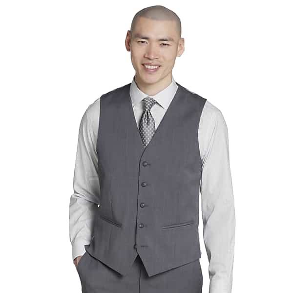 Awearness Kenneth Cole CHILLFLEX Modern Fit Premium Wool Blend Men's Suit Vest Dove Grey - Size: Large