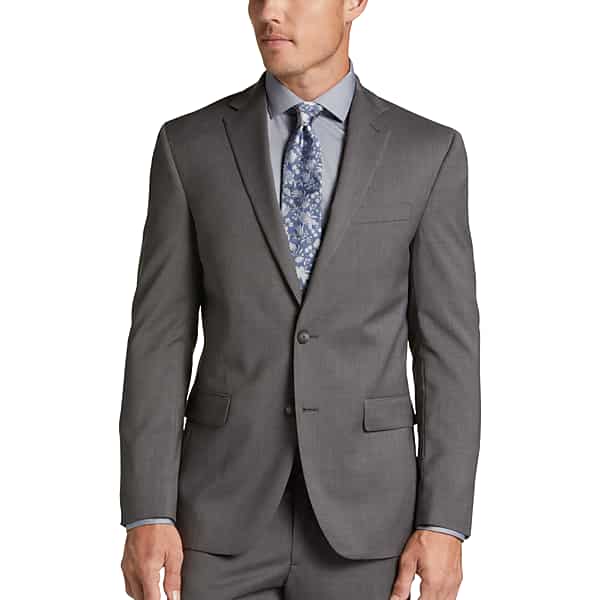 Awearness Kenneth Cole Big & Tall CHILLFLEX Executive Fit Premium Wool Blend Men's Suit Jacket Dove Grey - Size: 48 Short