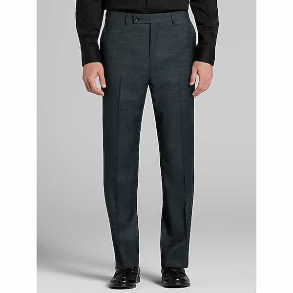 Calvin Klein Slim Fit Men's Suit Pants Teal Neat - Size: 34W x 32L