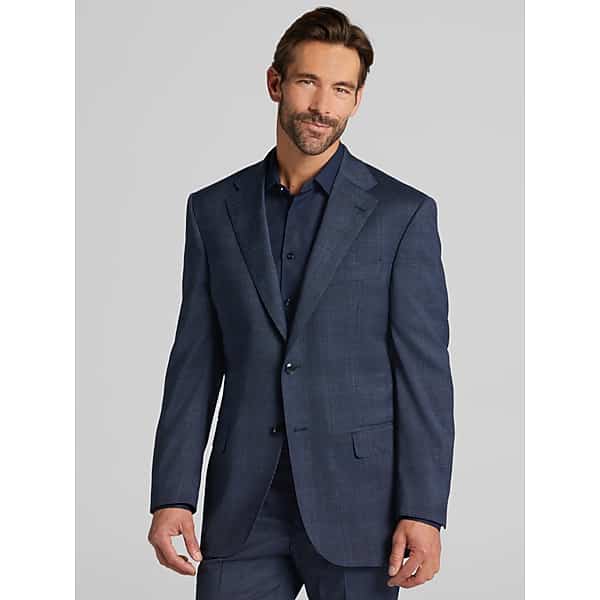 Joseph Abboud Big & Tall American Bespoke Modern Fit Wool Men's Suit Jacket Blue - Size: 50 Long