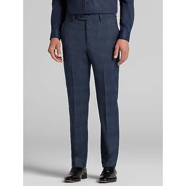 Joseph Abboud American Bespoke Modern Fit Wool Plaid Men's Suit Pants Blue - Size: 38W x 30L