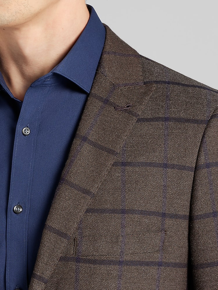 Slim Fit Windowpane Plaid Suit