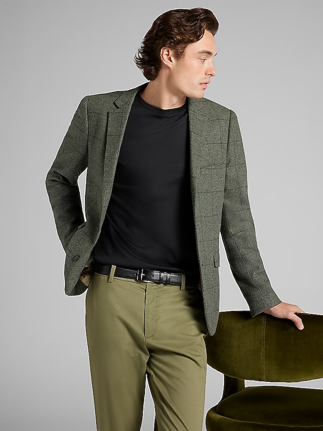 Paisley &Amp; Gray Slim Fit Windowpane Plaid Suit