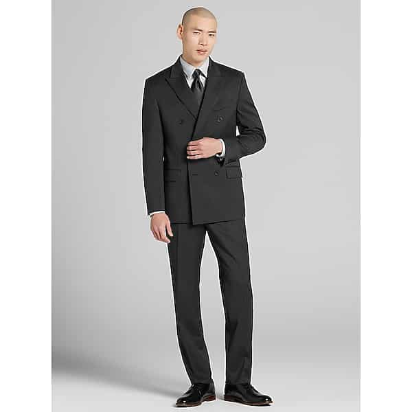 Pronto Uomo Platinum Men's Modern Fit Premium Wool Blend Double Breasted Suit Charcoal - Size: 30W x 30L,30W x 32L,30W x 34L,32W x 30L,32W x 32L,32W x