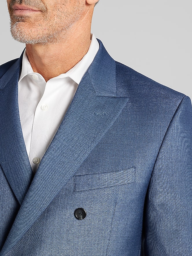 Pronto Uomo Platinum Modern Fit Premium Wool Blend Double Breasted Suit, Navy - Image 2 of 9