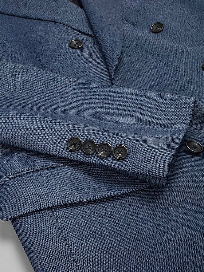Pronto Uomo Platinum Modern Fit Premium Wool Blend Double Breasted Suit, Navy - Image 4 of 9