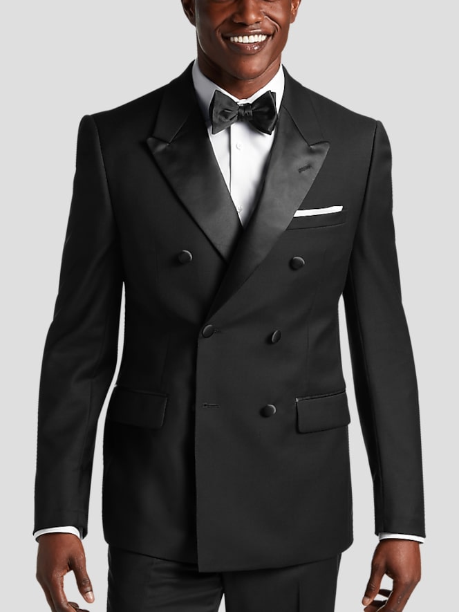 Calvin Klein Slim Fit Wool Double-Breasted Peak Lapel Tuxedo