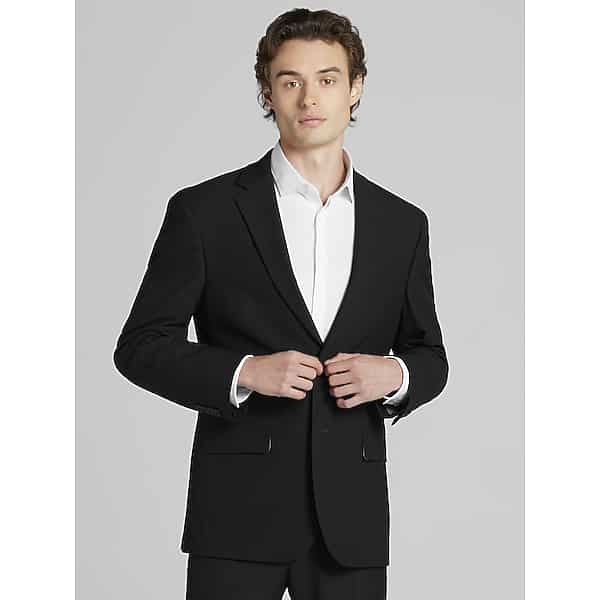 Egara Big & Tall Modern Fit Men's Suit Black Solid - Size: 44W x 30L,44W x 32L,46W x 30L,46W x 32L,48 Long,48 Regular,48 Short,48W x 30L,48W x 32L,50
