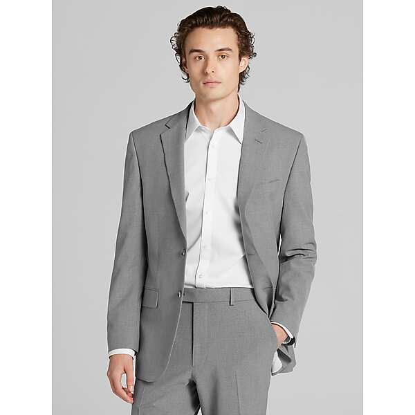 Egara Big & Tall Modern Fit Men's Suit Med Gray Solid - Size: 44W x 30L,44W x 32L,46W x 30L,46W x 32L,48 Long,48 Regular,48 Short,48W x 30L,48W x