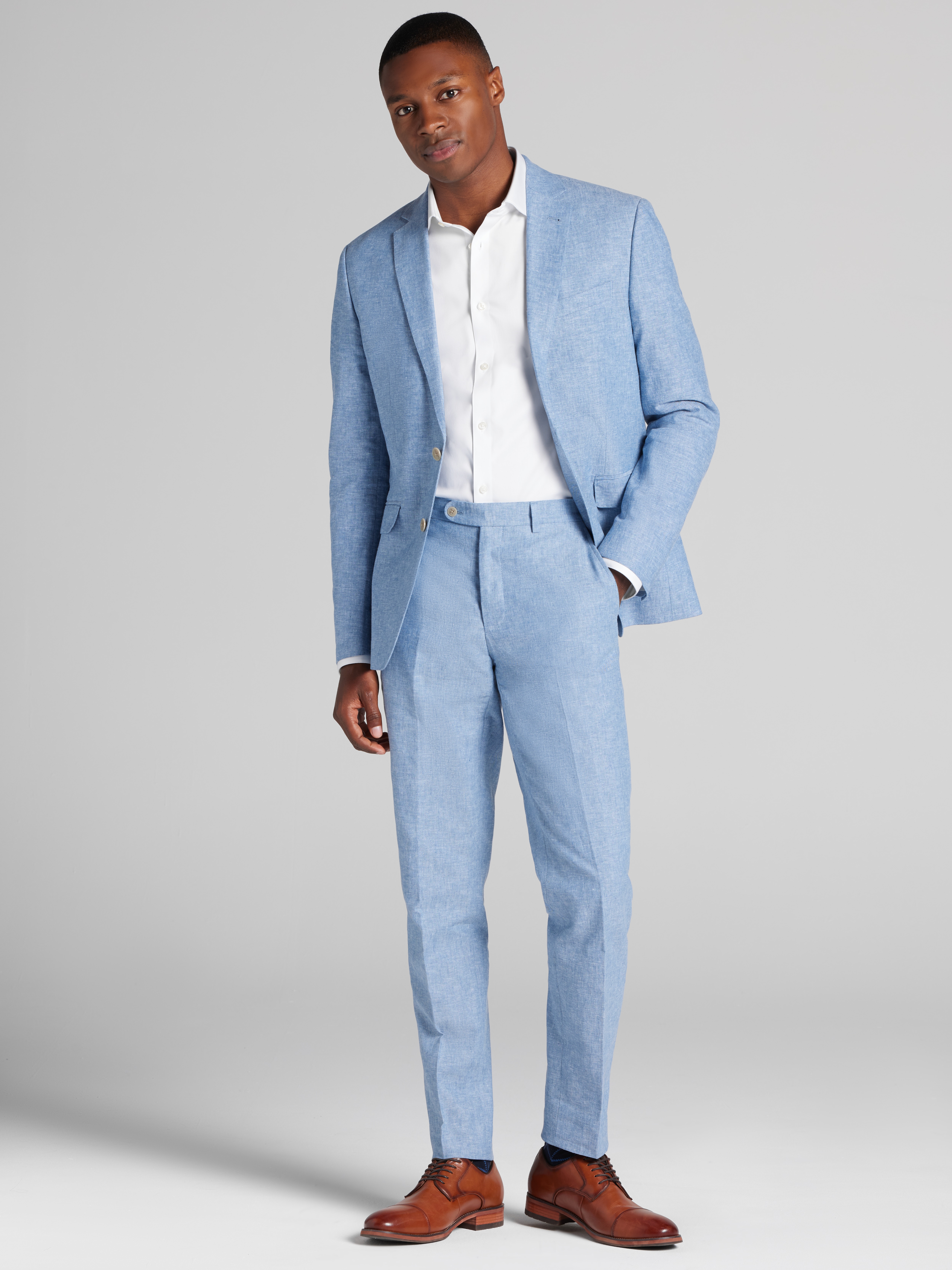 JOE Joseph Abboud Slim Fit Linen Blend Suit, Dusty Blue - Big