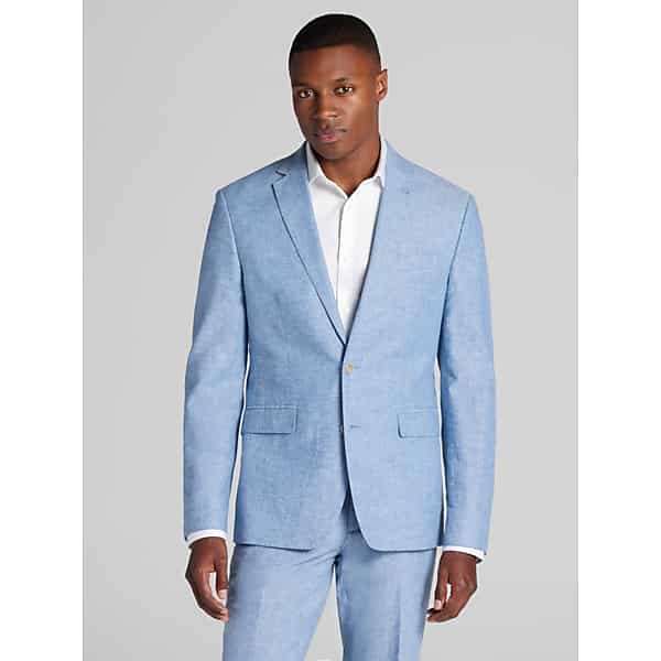 JOE Joseph Abboud Slim Fit Linen Blend Men's Suit Dusty Blue - Size: 29W x 32L,30W x 30L,30W x 32L,32W x 30L,32W x 32L,32W x 34L,33W x 30L,33W x