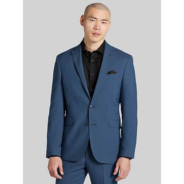 Wilke-Rodriguez Men's Slim Fit Check Suit Dark Teal Check - Size: 42 Regular