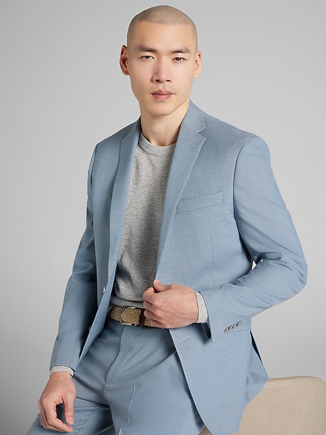 Wilke-Rodriguez Slim Fit Tic Suit, Light Teal - Image 8 of 10