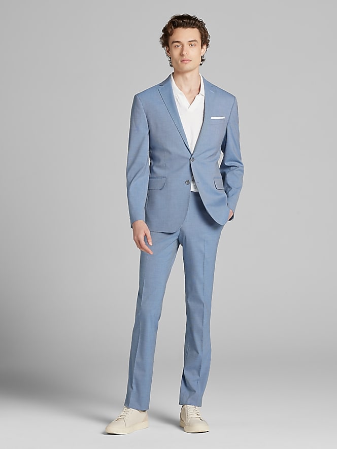 Wilke-Rodriguez Slim Fit Tic Suit, Light Blue Tic - Image 6 of 10