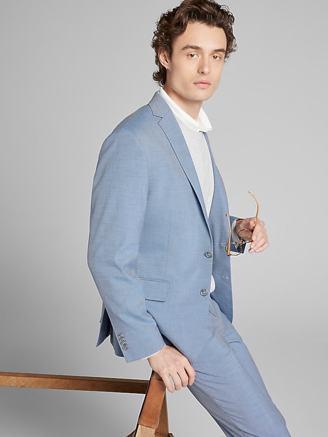 Wilke-Rodriguez Slim Fit Tic Suit, Light Blue Tic - Image 8 of 10