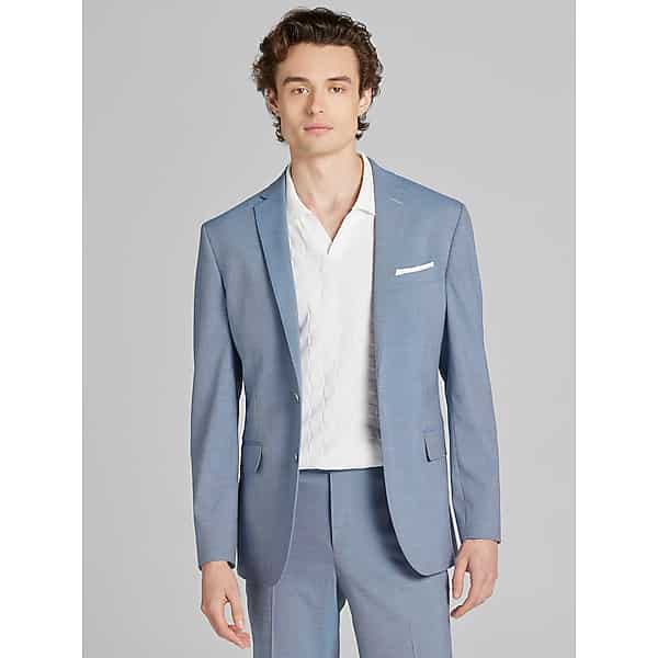 Wilke-Rodriguez Men's Slim Fit Tic Suit Light Blue Tic - Size: 44 Long