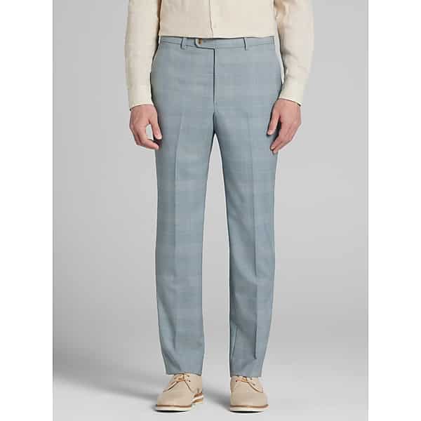 Joseph Abboud Modern Fit Plaid Men's Suit Pants Dusty Teal Plaid - Size: 34W x 32L