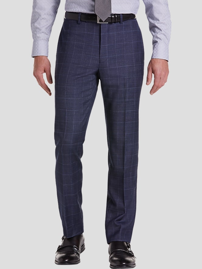 Calvin Klein Slim Fit Wool Blend Windowpane 3-Piece Suit
