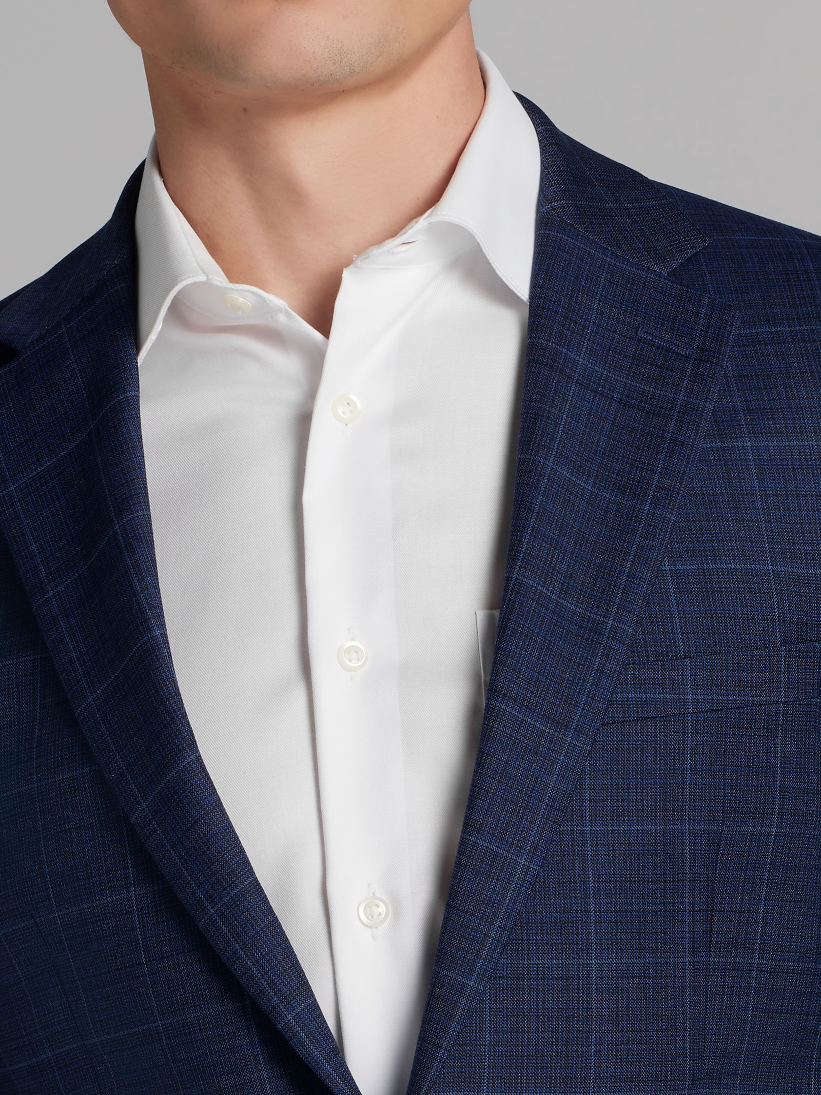 Slim Fit Wool Blend Windowpane 3-Piece Suit