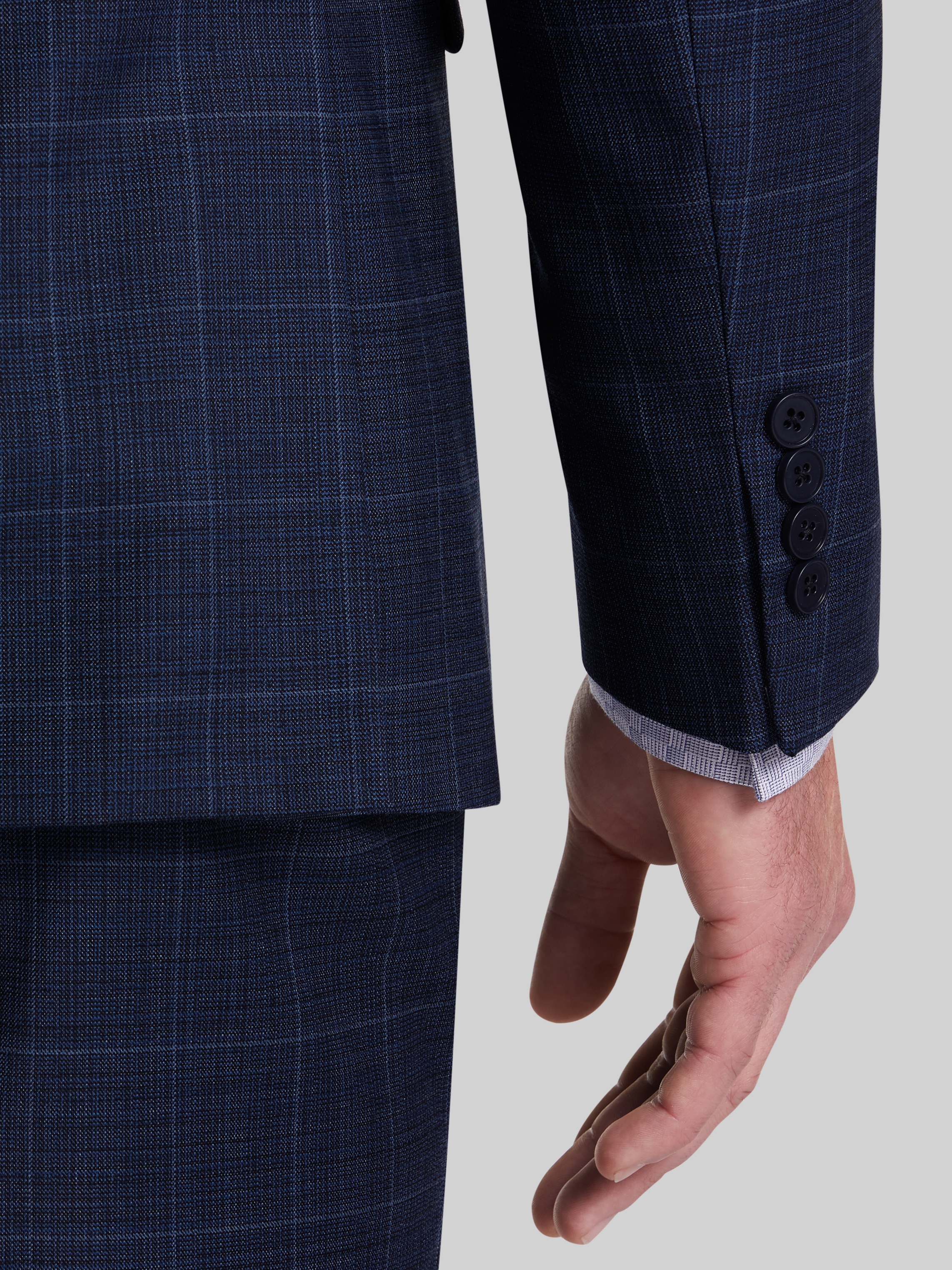 Slim Fit Wool Blend Windowpane 3-Piece Suit