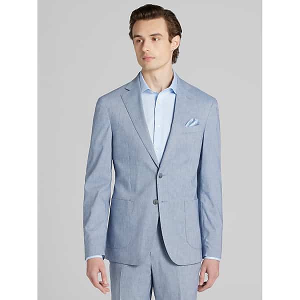 JOE Joseph Abboud Slim Fit Stripe Men's Suit Jacket Light Blue Stripe - Size: 40 Regular
