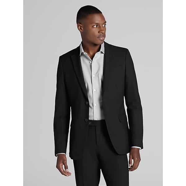 Egara Skinny Fit Men's Suit Black Solid - Size: 28W x 29L,28W x 30L,28W x 32L,28W x 34L,29W x 30L,29W x 32L,29W x 34L,30W x 30L,30W x 32L,30W x