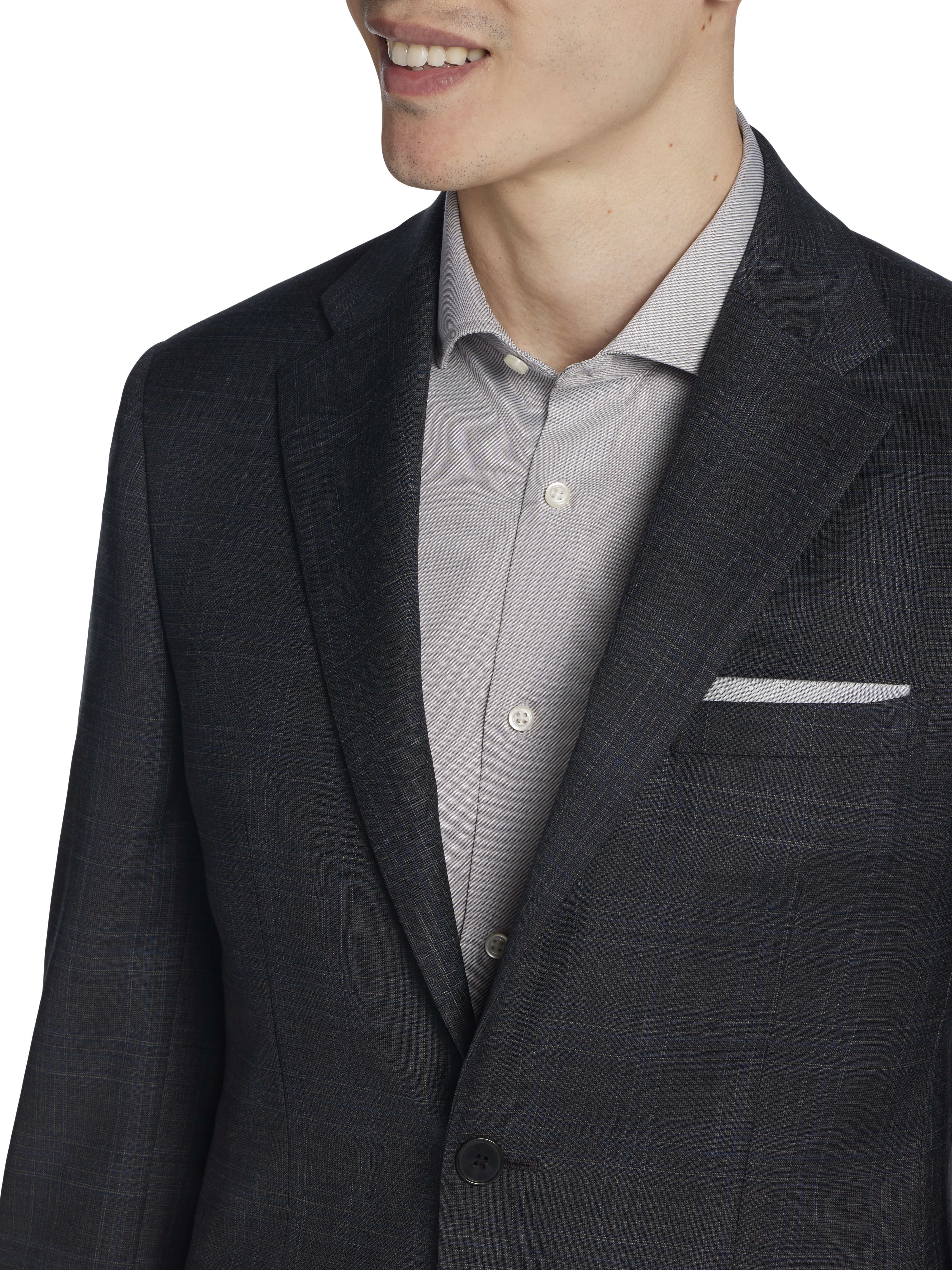 Slim Fit Wool Blend Plaid Suit