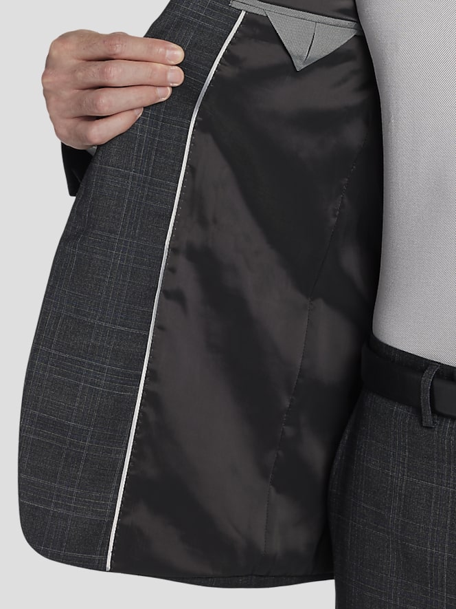 Calvin Klein Slim Fit Wool Blend Plaid Suit