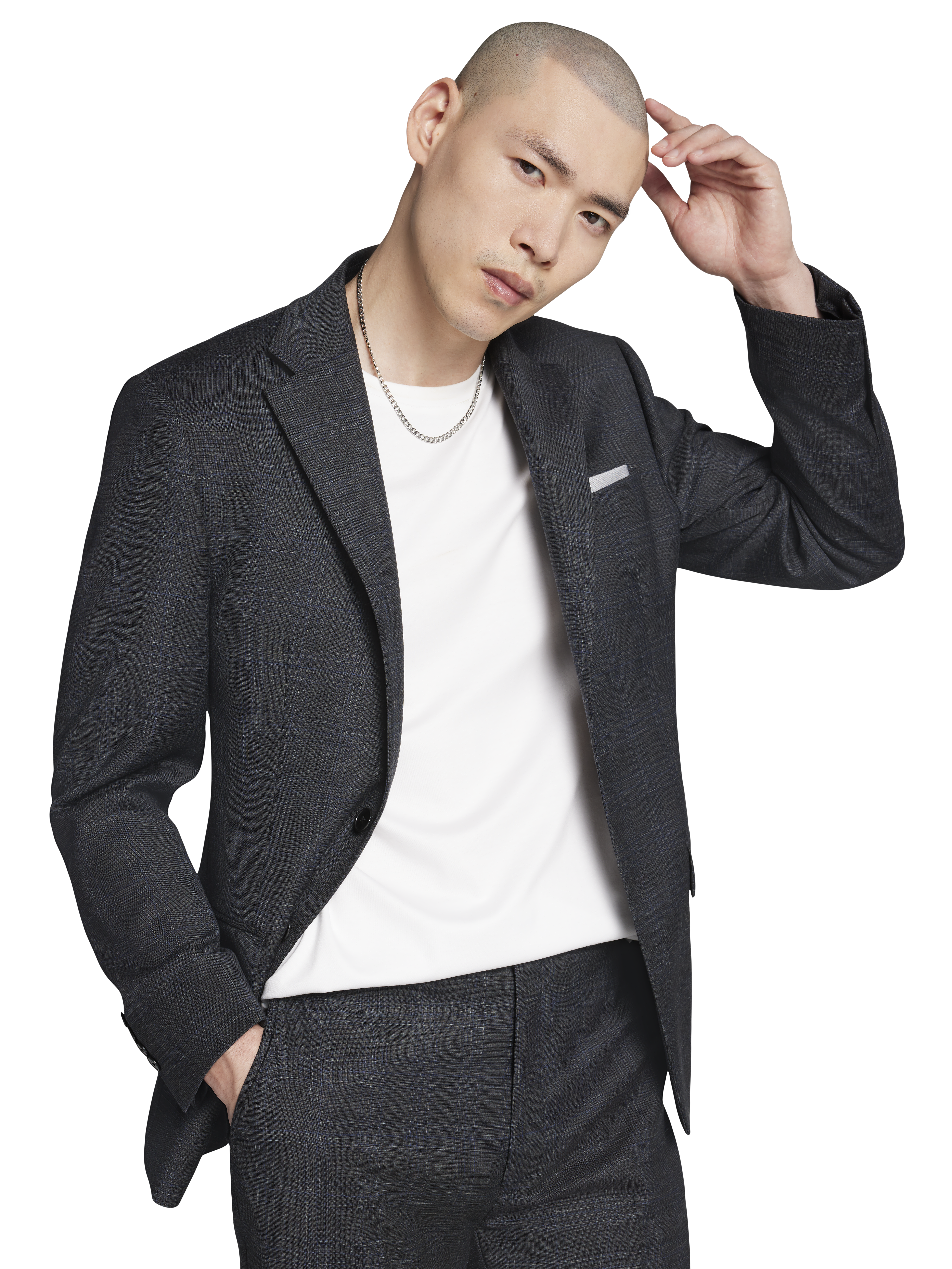 Slim Fit Wool Blend Plaid Suit