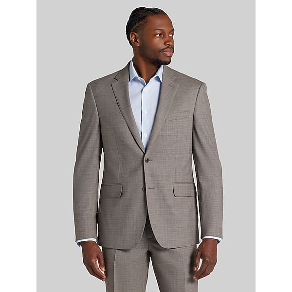 Joseph Abboud Classic Fit Premium Wool Blend Men's Suit Jacket Taupe Tic - Size: 44 Long