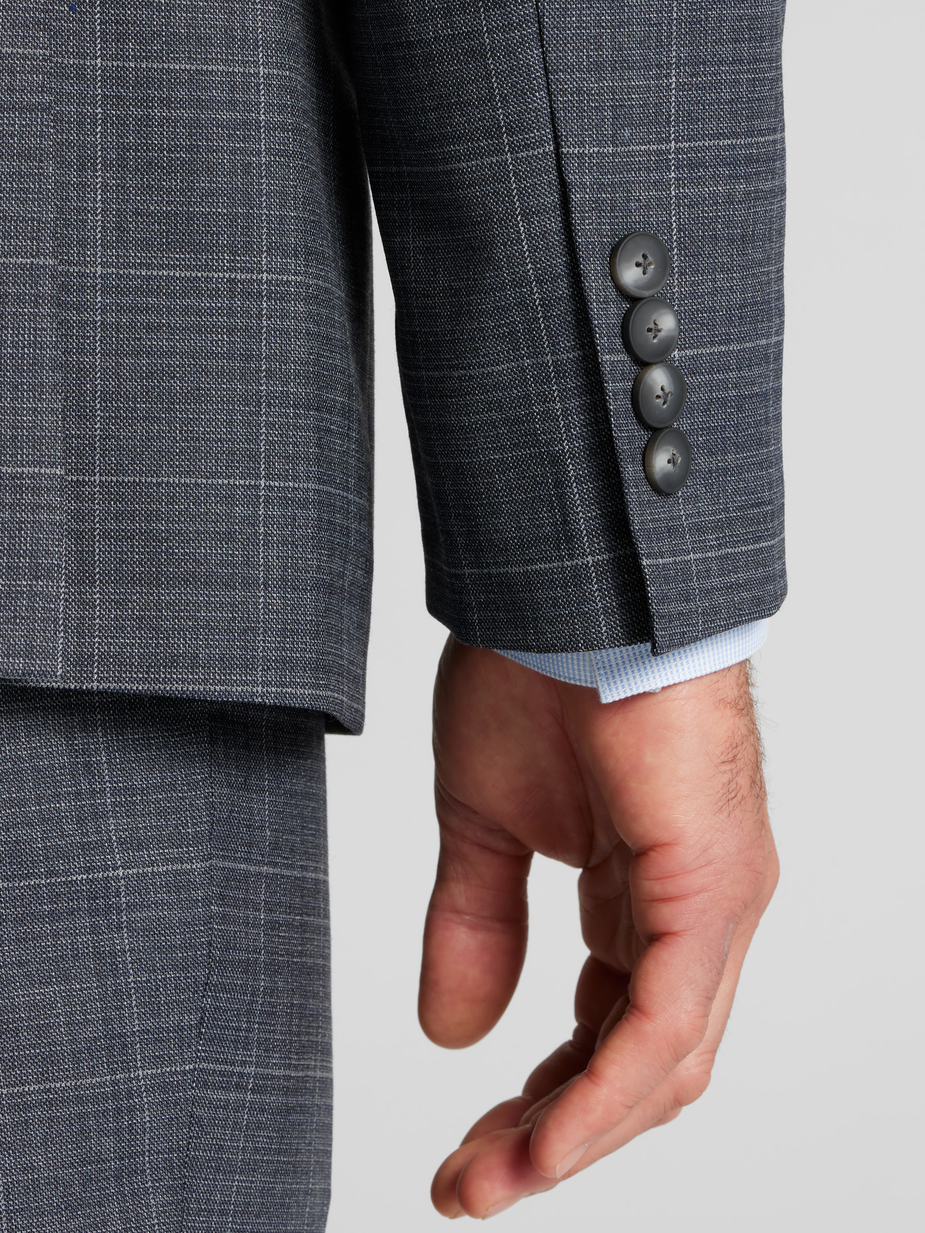 Awearness Kenneth Cole Modern Fit Windowpane Suit, Dark Grey