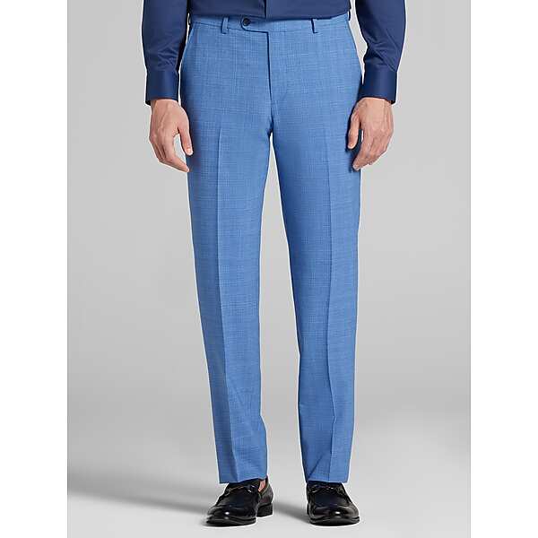 JOE Joseph Abboud Slim Fit Mini Check Men's Suit Pants Sky Blue Mini Check - Size: 29W x 30L