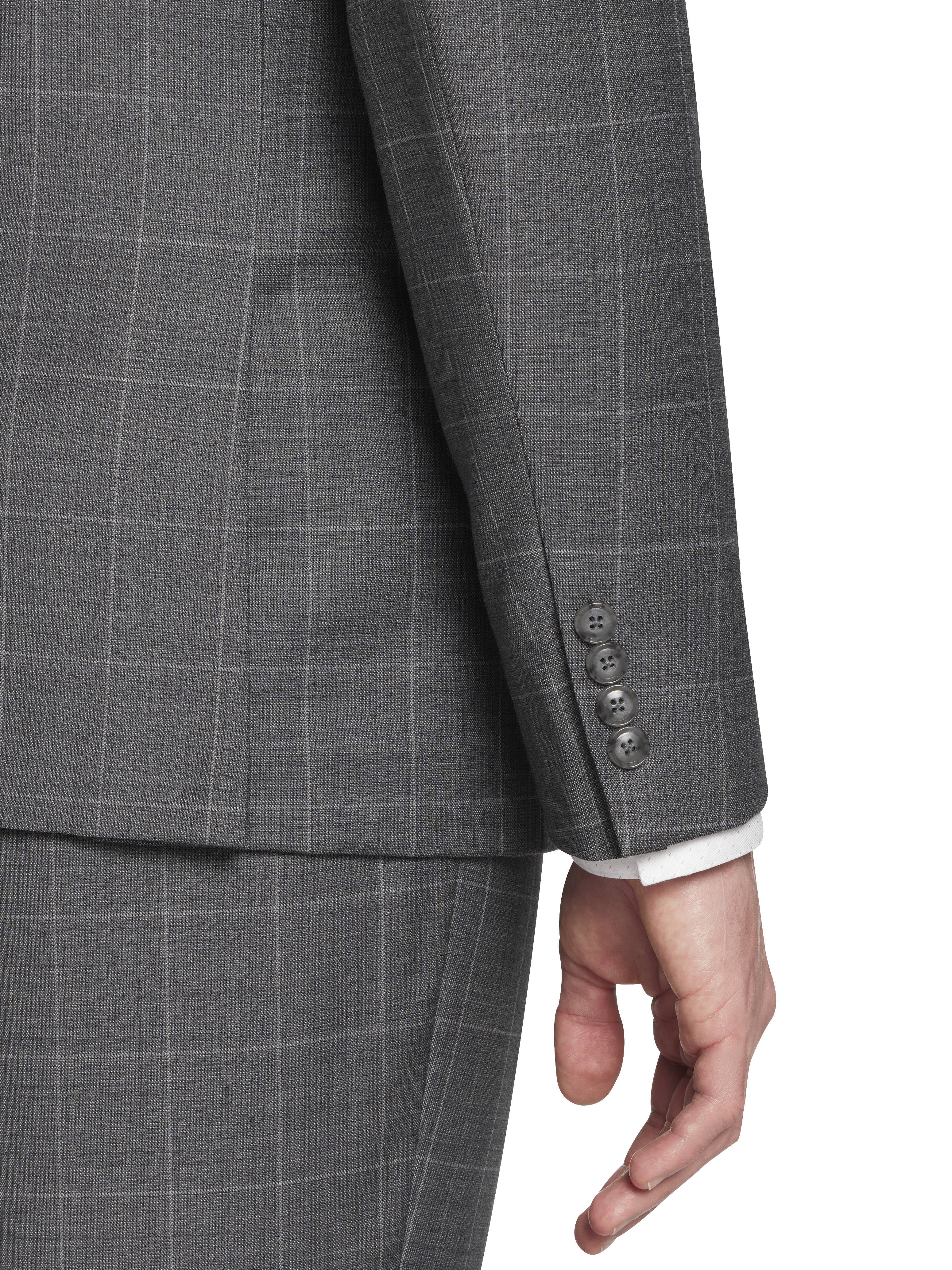 Slim Fit Wool Blend Windowpane 3-Piece Suit