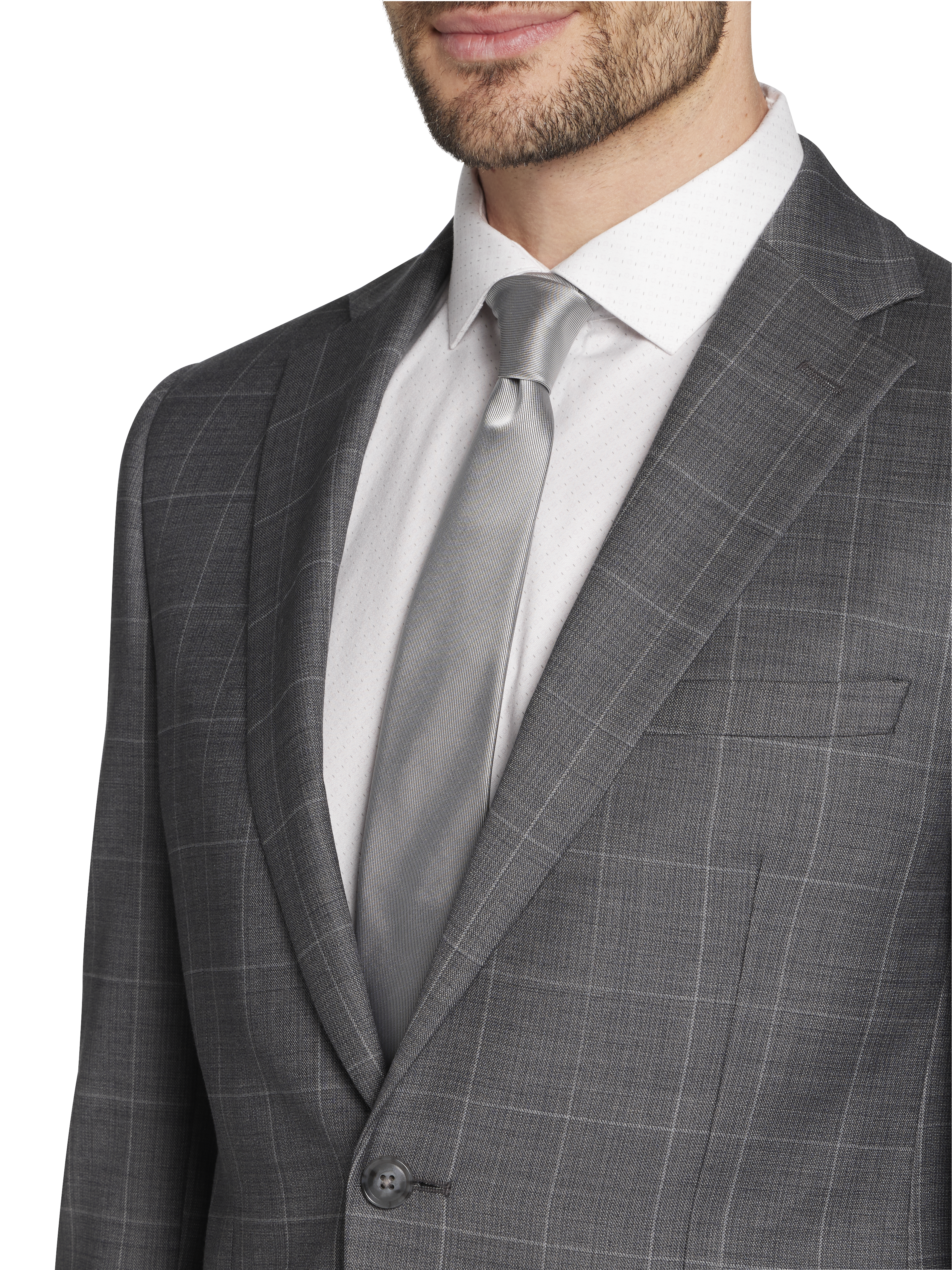 Slim Fit Wool Blend Windowpane 3-Piece Suit